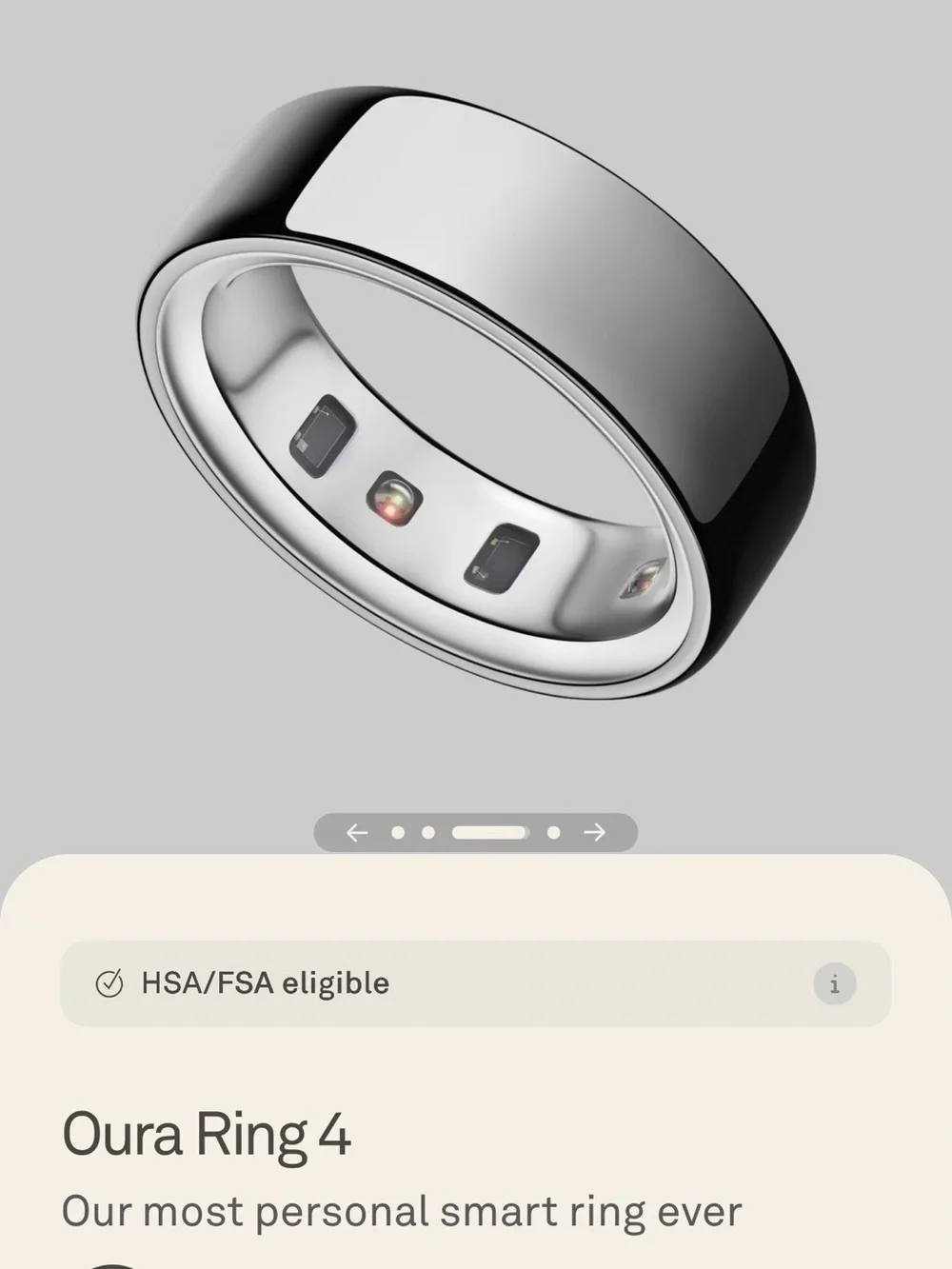 Oura Silver Charging Ring with Magnetic Dock Compatibility